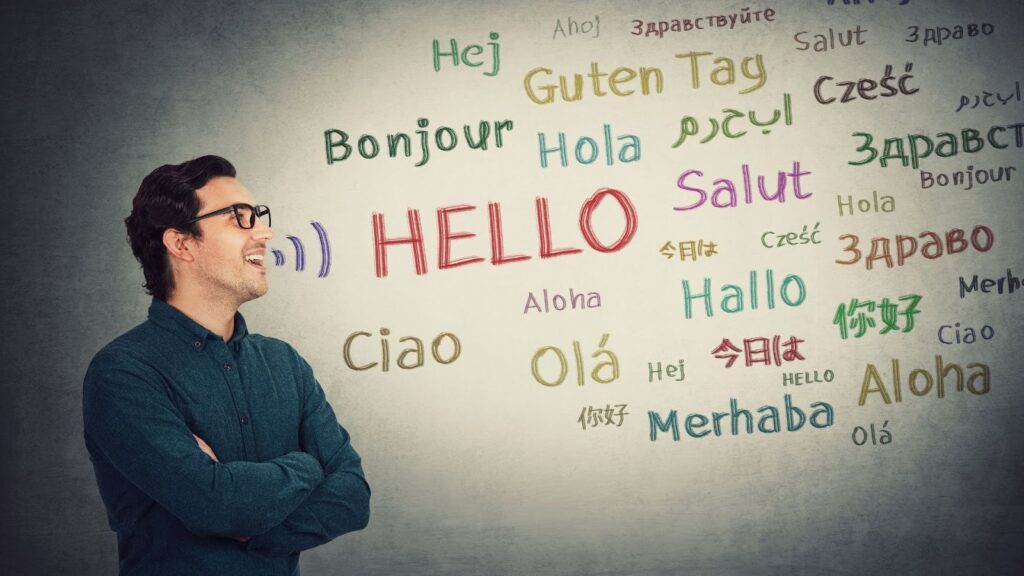 Man saying hi in different languages